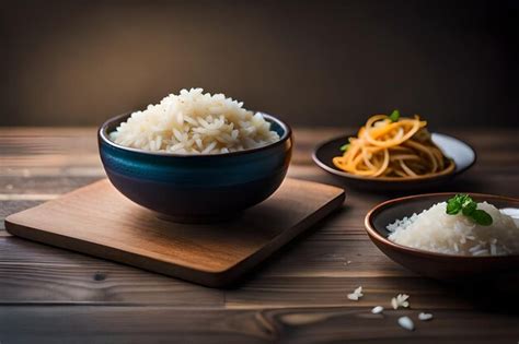 Premium AI Image | rice and rice on a wooden table