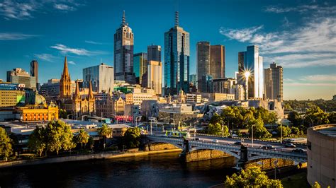 Wallpaper Melbourne Australia Bridges Rivers Skyscrapers 2560x1440