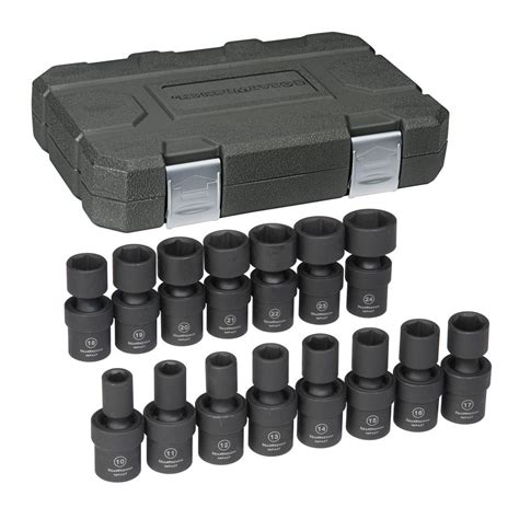 GearWrench 1/2 in. Drive Metric Impact Universal Socket Set (15-Piece ...