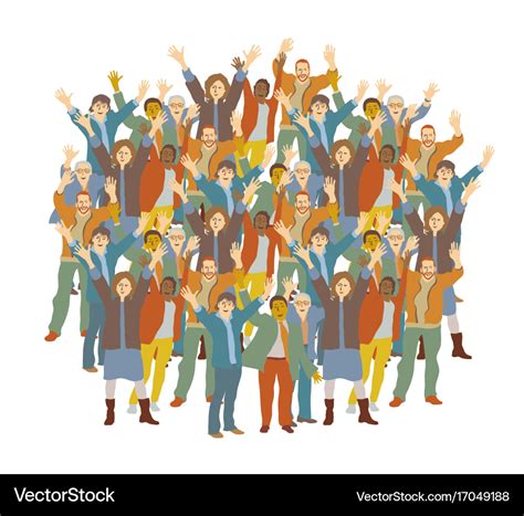 Big crowd happy people isolate on white Royalty Free Vector