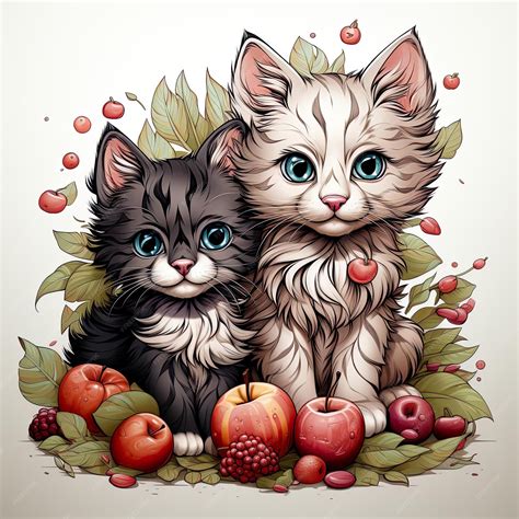 Premium AI Image | cats with flowers in the background color cat ...