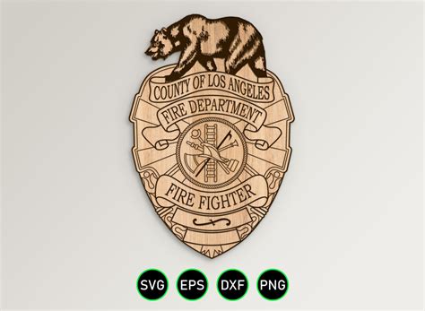 Los Angeles California Fire Department Badge SVG, LA County Firefighter ...