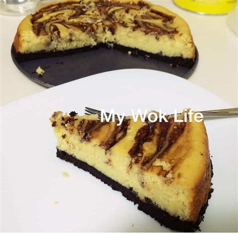 The Simplest Baked Marble Cheesecake Recipe - My Wok Life Cooking Blog