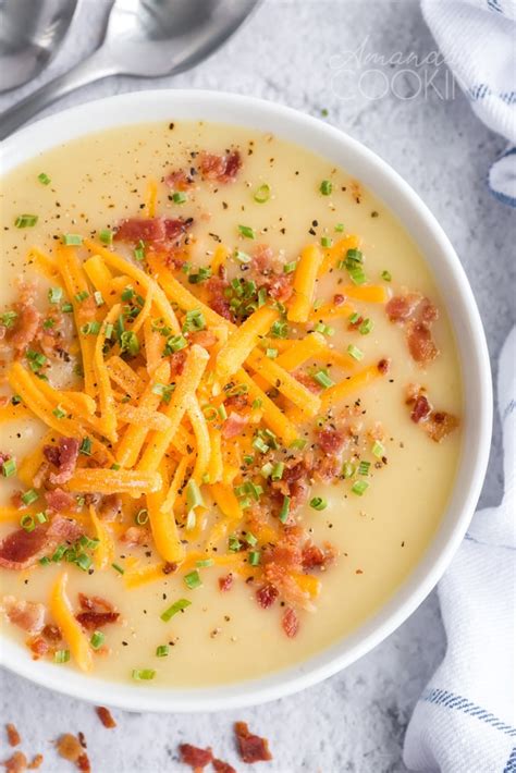 Cheddar Cheese Potato Soup Recipe - Amanda's Cookin' - Soup