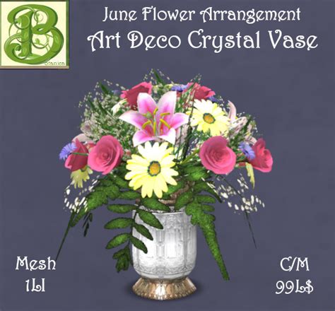 Second Life Marketplace - Art Deco Crystal June Flower Arrangement, 1LI