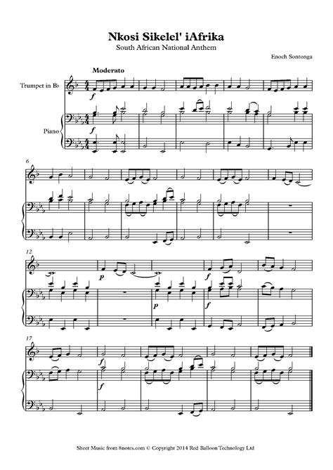 South African National Anthem Sheet Music