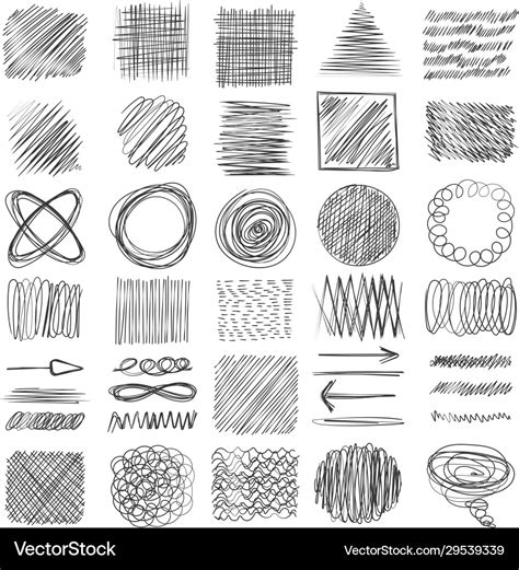 Sketch textures grunge shading shapes draw lines Vector Image