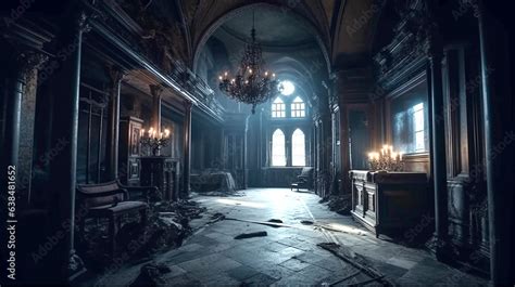 haunted castle interior on creepy spooky night Stock Photo | Adobe Stock