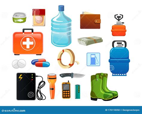 Survival Emergency Kit Cartoon Vector | CartoonDealer.com #59161195