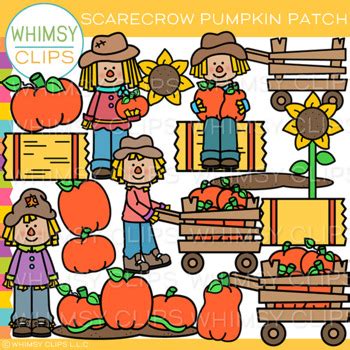 Fall Scarecrow Pumpkin Patch Clip Art by Whimsy Clips | TPT