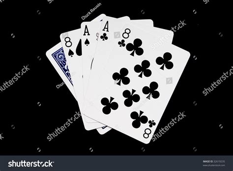 Dead Mans Hand Of Cards Isolated On A Black Background Stock Photo ...