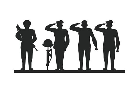 group of soldiers saluting silhouette 2002467 Vector Art at Vecteezy