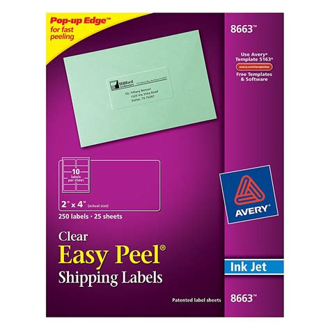 Avery Easy Peel Clear Inkjet Mailing Labels 2 x 4 Box Of 250 by Office Depot & OfficeMax | Clear ...