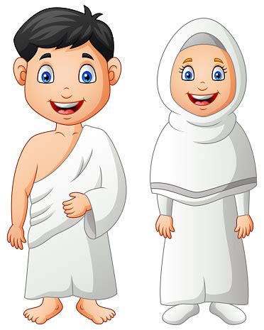 Cartoon Boy And Girl Hajj Eid Al Adha Stock Illustration - Download Image Now - Arab Culture ...