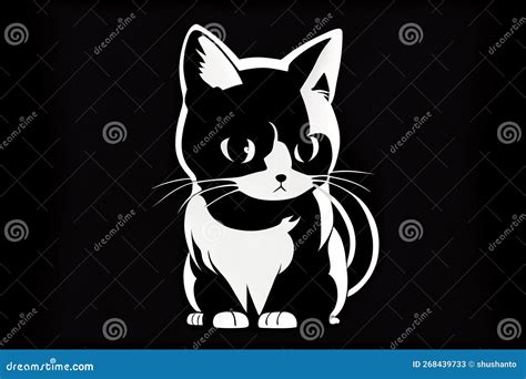 Black and White Simple and Cute Cat Logo Concept Stock Illustration ...