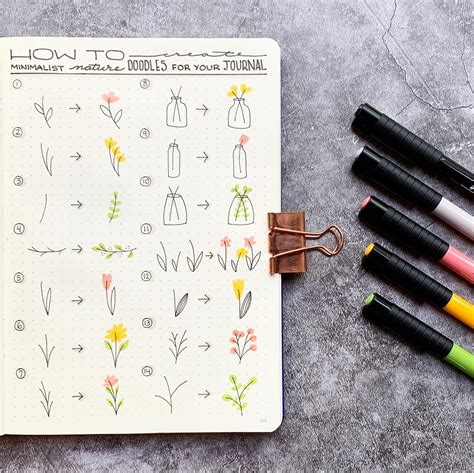 Easy Flower Doodles for a Bullet Journal [with Tutorials] - AnjaHome