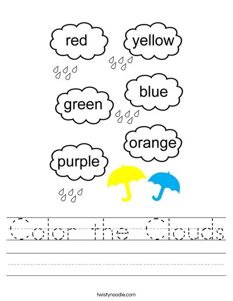 Color the Clouds Worksheet - Twisty Noodle