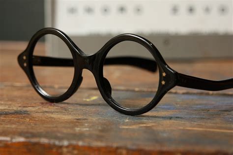 Vintage Eye Glasses Black Round Frame France