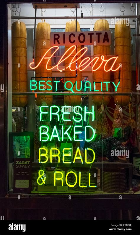 A window at the Alleva cheese store and deli in Little Italy in New York City Stock Photo - Alamy