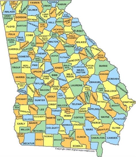 Georgia's 159 Counties | Georgia map, Georgia history, Georgia usa