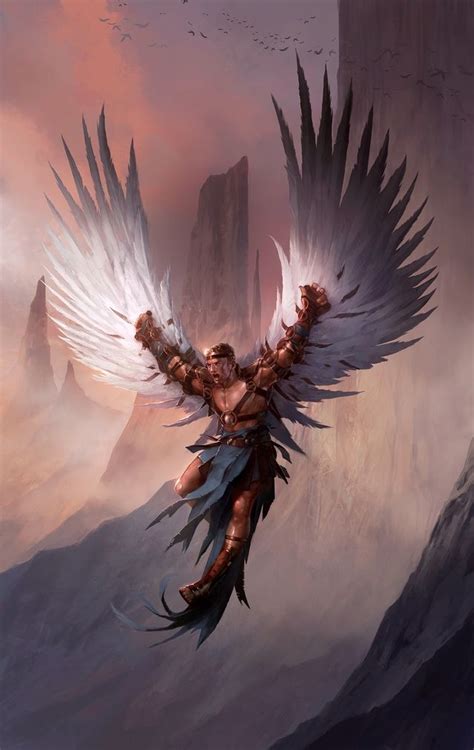 Icarus artwork by Pascal Quidault Age Of Mythology, Ancient Mythology, Greek Mythology, Fantasy ...