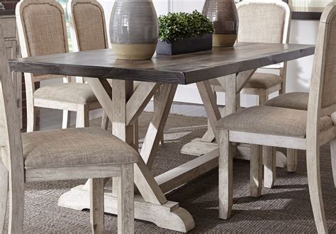 Willowrun Rustic White Trestle Dining Table from Liberty | Coleman Furniture