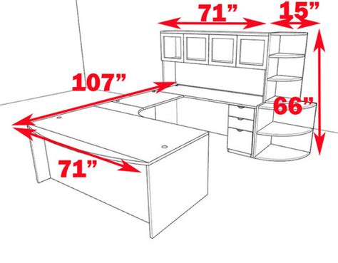 6pc U Shaped Modern Contemporary Executive Office Desk Set, #OF-CON-U39 ...