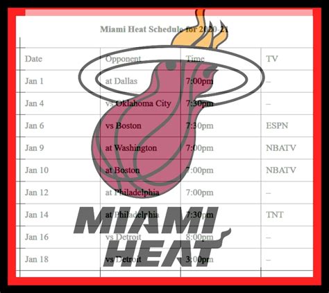 Miami Heat Schedule Printable