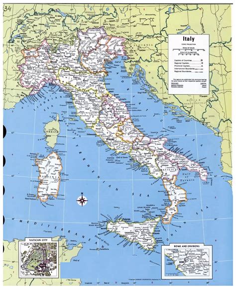 Large detailed political and administrative map of Italy with major ...