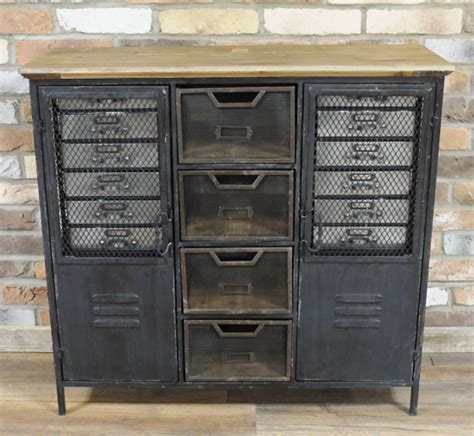 Industrial metal cabinet with drawers