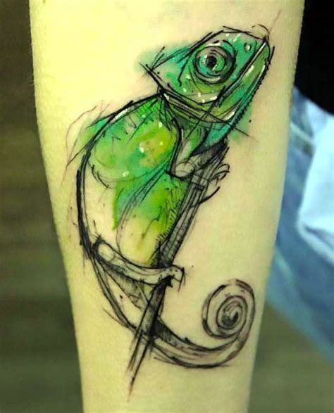 Sketchy Chameleon Tattoo Idea | Sketch style tattoos, Chameleon tattoo ...