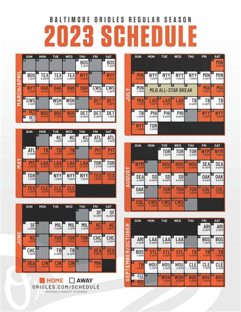 Baltimore Orioles 2023 Regular Season - Printable Schedule - Ticket ...