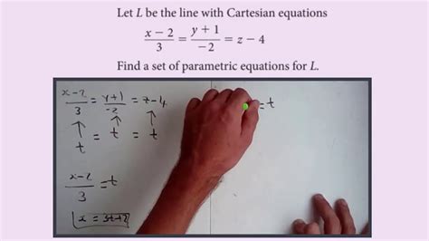 Equation of a 3D line Cartesian to parametric - YouTube