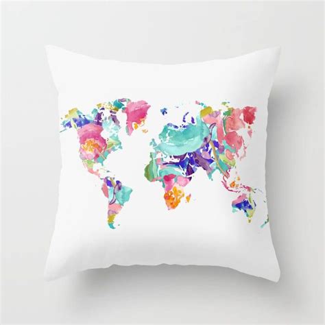 world map pillow cover - nursery decor - 16x26 - 18x18 - 20x20 -By ...