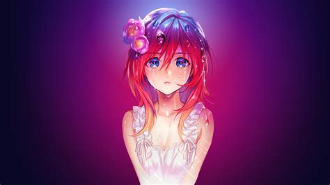 Anime Girl Water Drops Red Head Blue Eyes Wallpaper,HD Artist Wallpapers,4k Wallpapers,Images ...