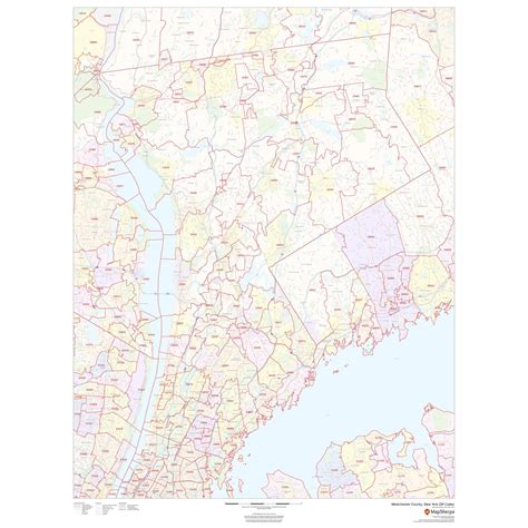 Westchester County, New York - Zip Codes by Map Sherpa - The Map Shop