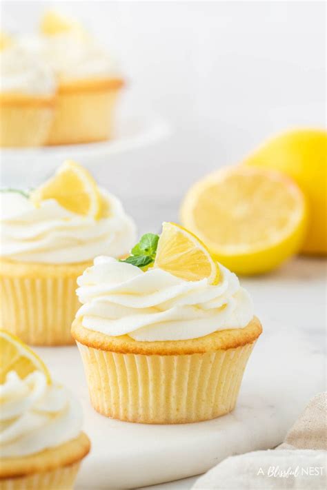 Lemon Cupcakes With Cream Cheese Frosting - A Blissful Nest