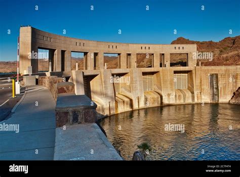 Parker Dam on Colorado River, California Arizona border, USA Stock ...