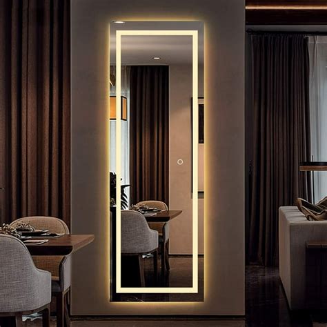 LED Full Length Mirror Wall Mounted Lighted Floor Mirror Dressing ...