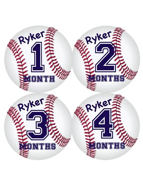 Personalized Baby Boy Baseball Month Stickers Baseball Nursery Baby ...