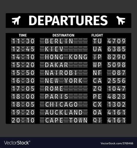 Airport Departure Board Royalty Free Vector Image | Departures board ...