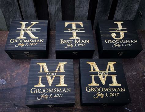 Groomsmen gift set Unique gift idea Engraved wood box | Etsy