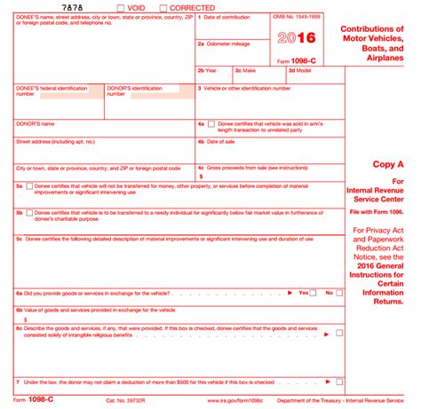 Irs Form 1098-C Printable, Open the form 1098 c and follow the instructions.