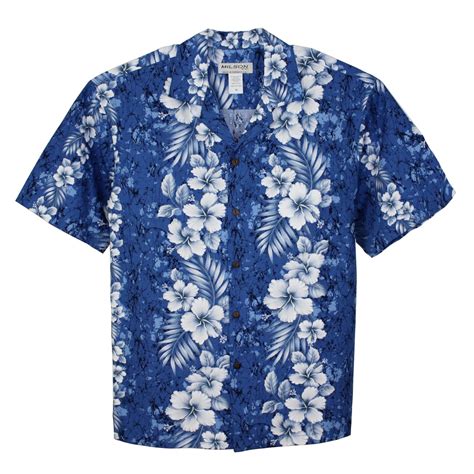 Mens Hawaiian Shirt - Hawaiian Hibiscus - Blue