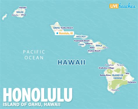 Map of Honolulu, Hawaii - Live Beaches