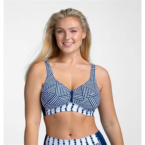 Azur printed bikini top without underwiring, navy print, Miss Mary Of Sweden | La Redoute