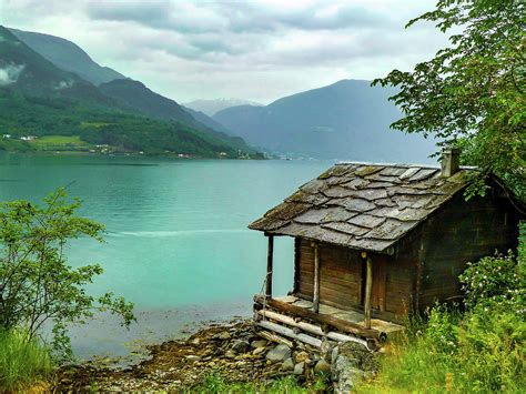 Norwegian Fjord Mountain Log Cabin Photograph by Norma Brandsberg - Fine Art America