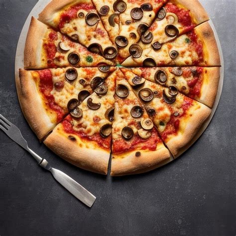 Premium AI Image | A pizza with olives and cheese on it