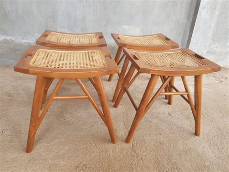 Stool Kayu Jati Rotan | Syailendra Mebel Jepara