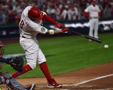 Philadelphia Phillies Nick Castellanos at bat against Astros in Game 3 ...